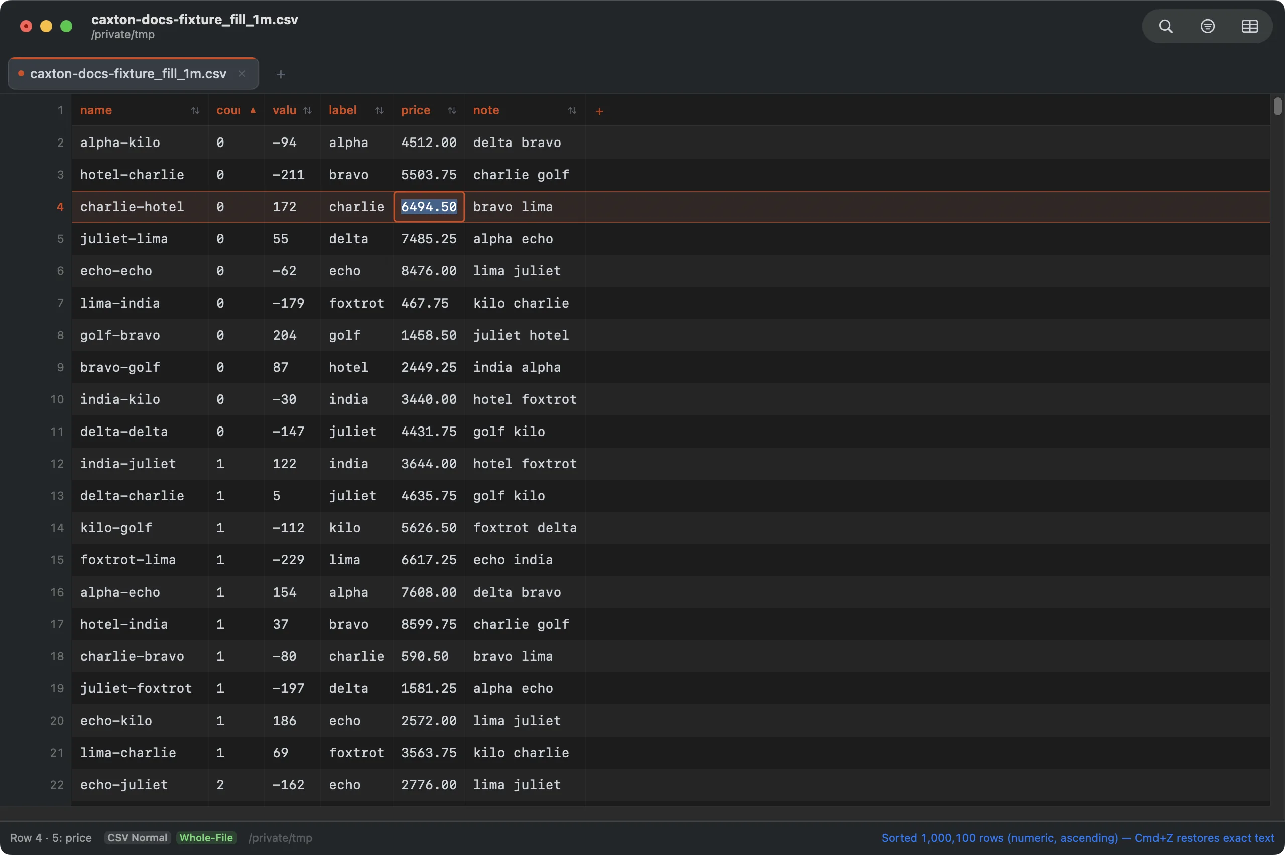 Editing a CSV on a Mac without auto-formatting: double-click cell editing in Caxton with values kept verbatim