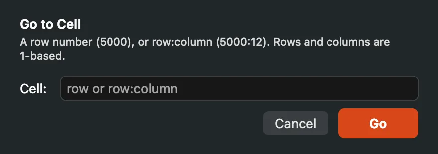 The Go to Cell dialog with its Cell field